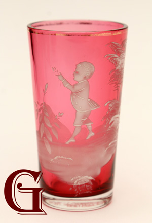 cranberry glass Mary Gregory juice glass